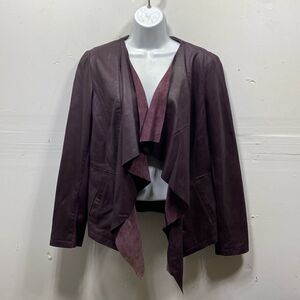 My Tribe Open Front Drape Leather Jacket Large